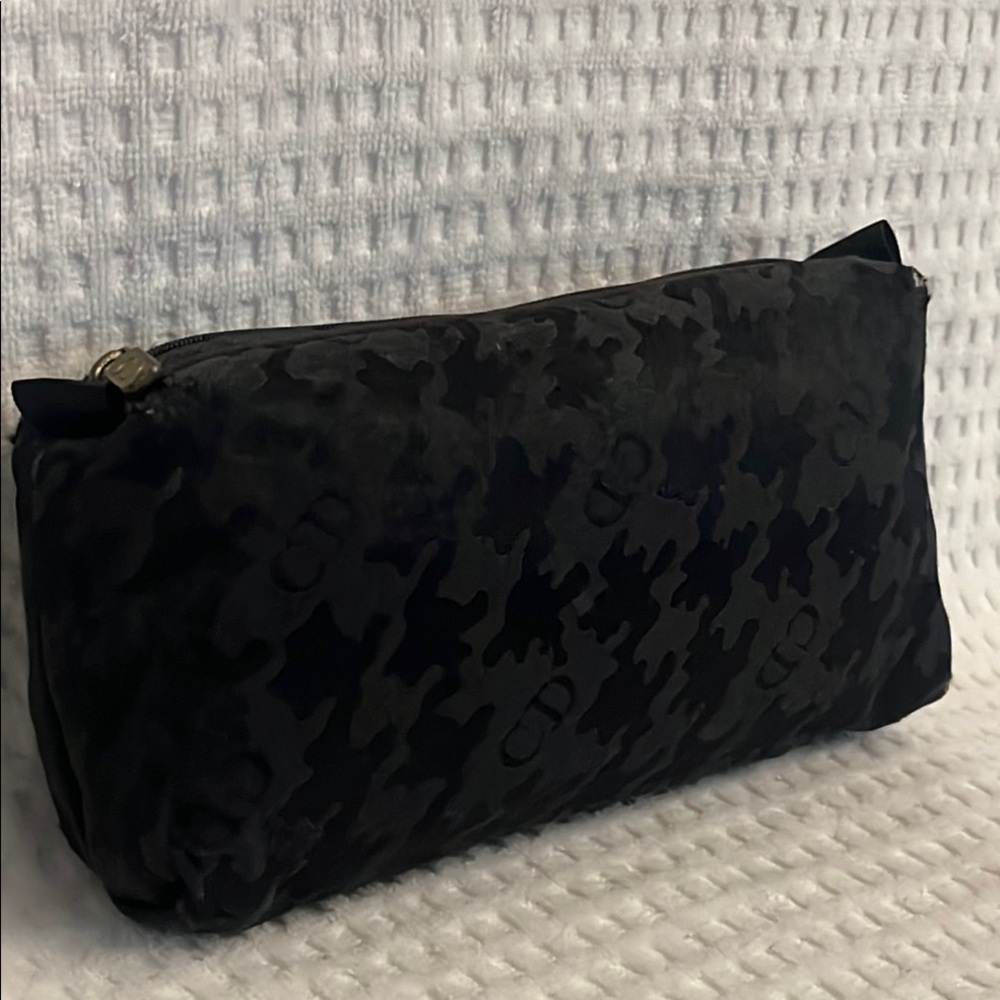 🎶Luxury Designer Christian Dior Black Houndstooth Makeup Clutch! See pics